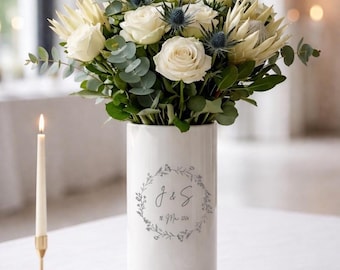 Geschenk Hochzeit, wedding gift, Personalisierte Hochzeits-Vase mit Namen, freie Trauung, Tischdeko Hochzeit Blumen, Goldene Hochzeit