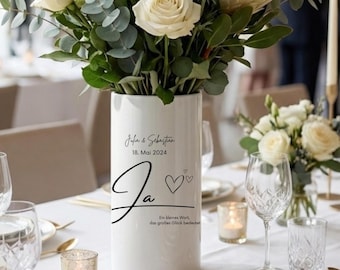Geschenk Hochzeit, wedding gift, Personalisierte Hochzeits-Vase mit Namen, freie Trauung, Tischdeko Hochzeit Blumen, Goldene Hochzeit