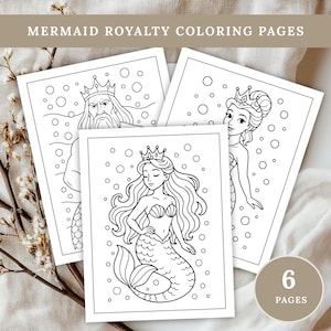 Mermaid Coloring Pages for Kids: Underwater Princess Activity (PDF Download 8.5x11in