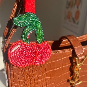 Cherry bead bag charm