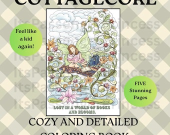 Cottagecore Coloring Book: 5 Cozy and Detailed Printable Designs (PDF)