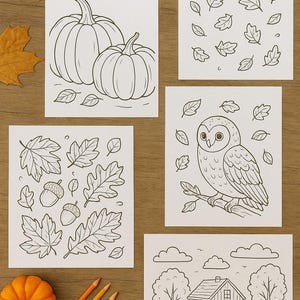 Fall Coloring Pages: Pumpkin, Leaves, Acorns - Printable Autumn Sheets ...