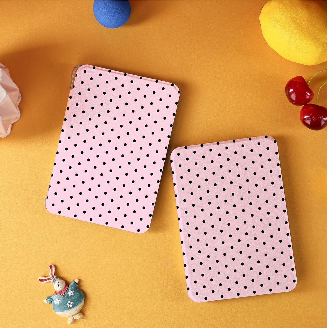 Pink Background With Black Polka Dots Kindle Protective Cover for ...