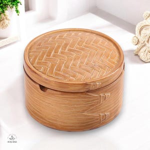 Bamboo Dumpling Steamer Ceramic Ashtray with Lid – Unique & Functional Design for Smokers and Collectors