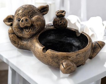 Schwein/Bär Keramik Aschenbecher: Quirky Home Decor