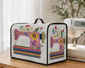 Copertura per macchina da cucire con stampa floreale, copertura antipolvere per macchina da cucire, decorazione per la stanza dei lavori creativi.