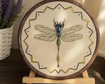 Kit de bordado con cuentas de libélula: Set de manualidades DIY con patrón de insecto joya