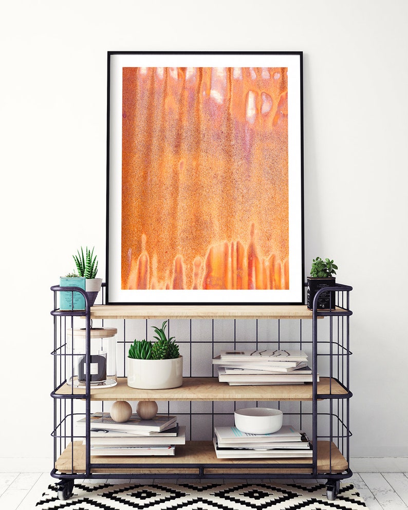 Orange Abstract Wall Art Large Industrial Art Prints Rust Etsy