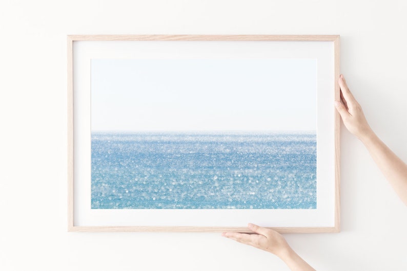 Minimalist ocean wall art, oversized art print, coastal photography prints, Gulf of Mexico Florida photograph, blue coastal wall art image 2