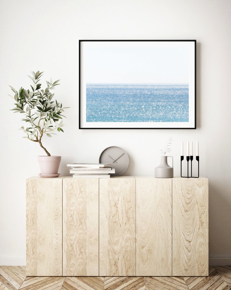 Minimalist ocean wall art, oversized art print, coastal photography prints, Gulf of Mexico Florida photograph, blue coastal wall art image 6