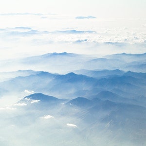 Asian wall art, minimalist Japanese landscape photograph, mountains in Japan photography prints, large artwork for minimal interiors image 9