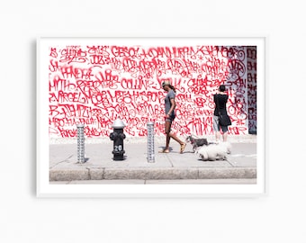 New York City print, NYC street photography print, Manhattan fine art photograph, red New York wall art, NYC artwork, oversized art print