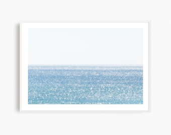 Framed minimalist ocean wall art, ready to hang art, coastal photography prints, Gulf of Mexico Florida photograph, blue coastal wall art