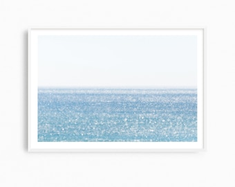 Minimalist ocean wall art, oversized art print, coastal photography prints, Gulf of Mexico Florida photograph, blue coastal wall art