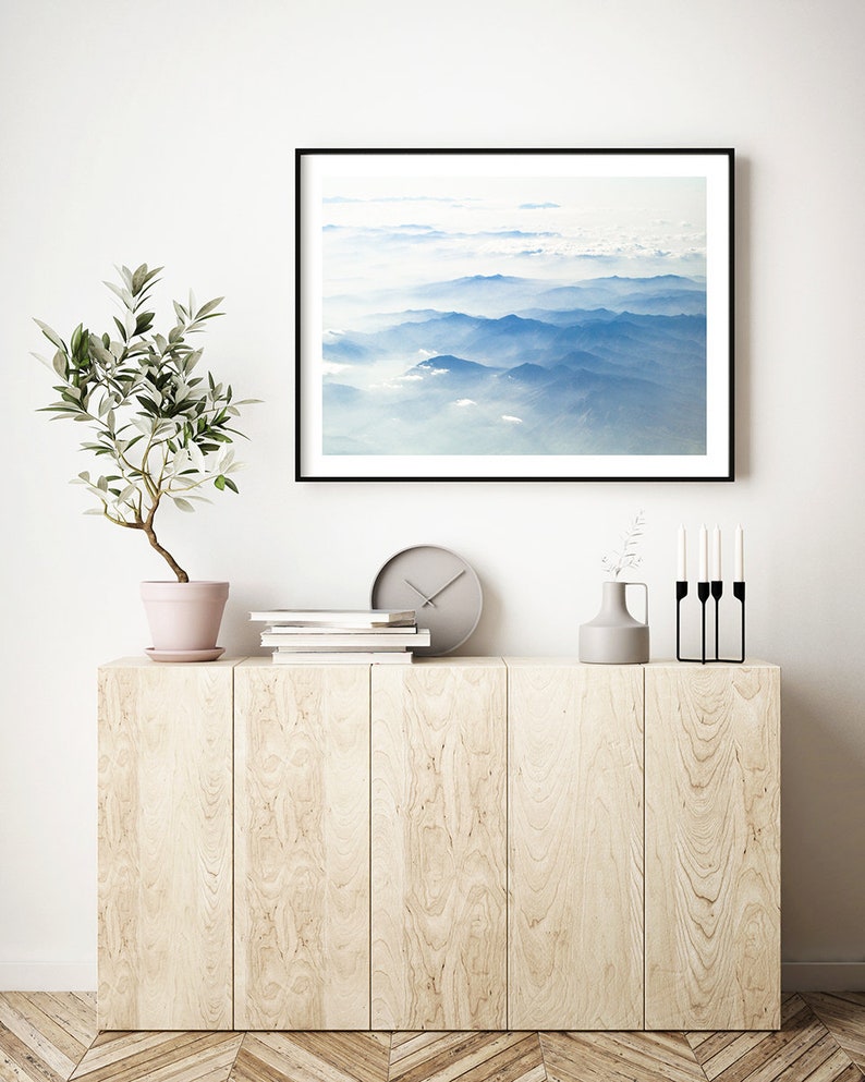 Asian wall art, minimalist Japanese landscape photograph, mountains in Japan photography prints, large artwork for minimal interiors image 6