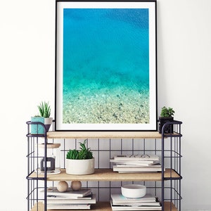 Ocean wall art, minimalist coastal decor. Abstract water art print, large Mediterranean wall art, Kefalonia Greece photography print image 5