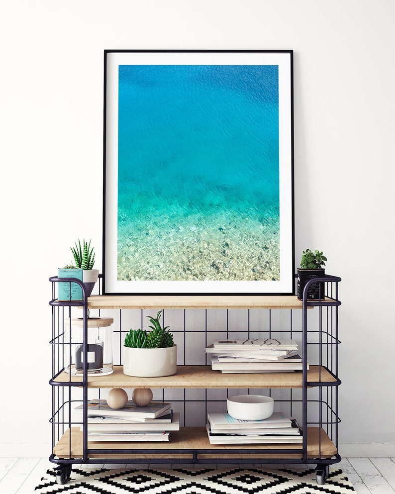 Ocean wall art, minimalist coastal decor. Abstract water art print, large Mediterranean wall art, Kefalonia Greece photography print image 5