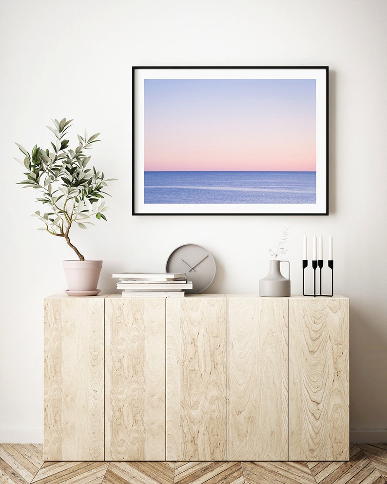 Pink Minimalist Ocean Wall Art Pastel Abstract Coastal Decor Etsy