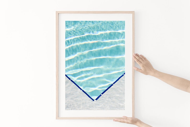 Swimming pool photography print, large swimming pool wall art, turquoise pool photograph, oversized artwork, tropical interior decor image 2