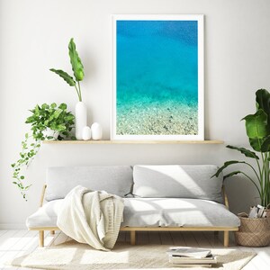 Ocean wall art, minimalist coastal decor. Abstract water art print, large Mediterranean wall art, Kefalonia Greece photography print image 3