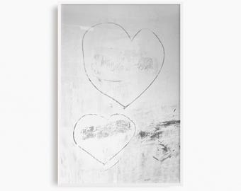 Gray Hearts Art Print: Minimalist Artwork, Valentine's Day Gift, Photography Print
