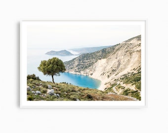 Greece wall art, Greece photography print, Mediterranean coastal wall art, Myrtos Beach Kefalonia art prints, Greek Island landscape art