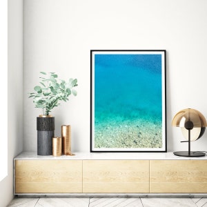 Ocean wall art, minimalist coastal decor. Abstract water art print, large Mediterranean wall art, Kefalonia Greece photography print image 4