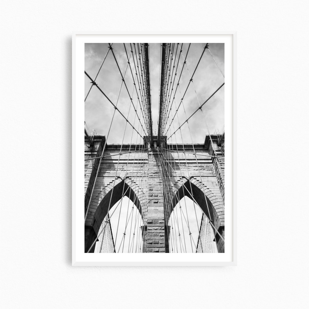 Brooklyn Bridge Art Print, Black and White New York City Photograph ...