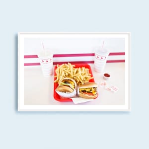 Kitchen wall decor, In-N-Out Burger art print, burgers and fries, cheeseburger fast food art, In N Out Burger photography print, Americana image 8