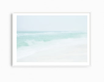 Minimalist ocean wall art, large beach photography print. Oversized coastal Florida artwork, impressionist art print, fine art photography