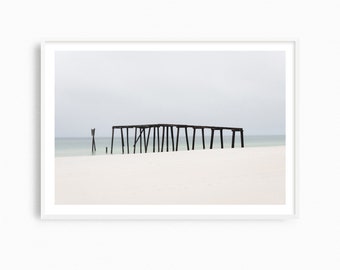 Minimalist coastal art print, large neutral beach wall art, oversized coastal decor, contemporary photography print, Camp Helen Florida