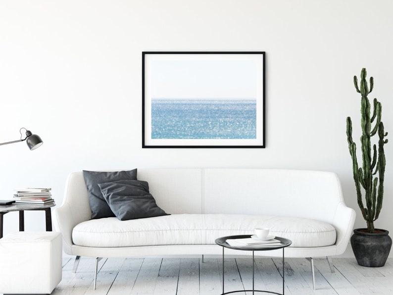 Minimalist ocean wall art, oversized art print, coastal photography prints, Gulf of Mexico Florida photograph, blue coastal wall art image 7