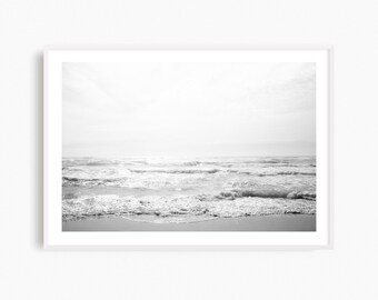 Framed black and white beach photography print, ready to hang beach wall art, minimalist coastal art, 30A Florida art, Gulf of Mexico art