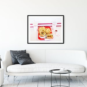 Kitchen wall decor, In-N-Out Burger art print, burgers and fries, cheeseburger fast food art, In N Out Burger photography print, Americana image 5