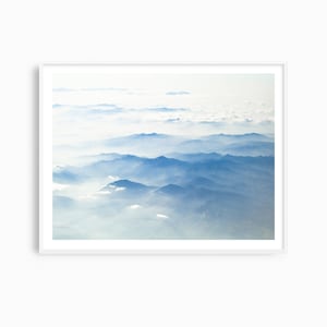 Asian wall art, minimalist Japanese landscape photograph, mountains in Japan photography prints, large artwork for minimal interiors image 1