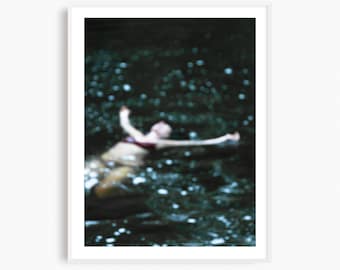 Framed swimming art, swimming photography print, floating woman print, female figure swimmer art, ready to hang wall art, contemporary photo