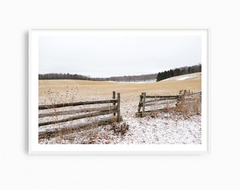 Winter landscape wall art, winter photography prints. Neutral wall art, Quebec Canada landscape art, country decor, oversized wall art