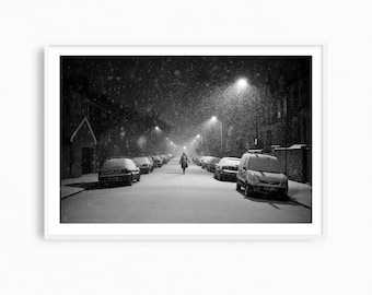 Large London photograph, black and white London art print, fine art photography prints, Hackney London wall art, snowy London photographs