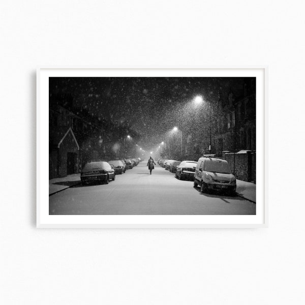 Large London photograph, black and white London art print, fine art photography prints, Hackney London wall art, snowy London photographs