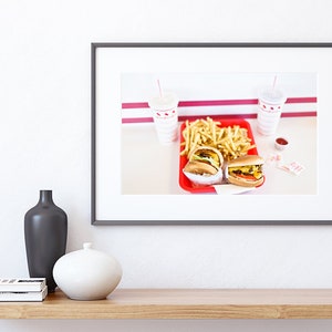 Kitchen wall decor, In-N-Out Burger art print, burgers and fries, cheeseburger fast food art, In N Out Burger photography print, Americana image 7