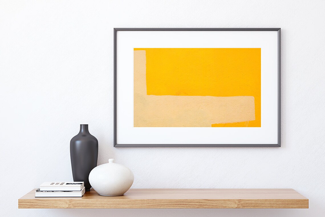 Yellow abstract wall art minimalist artwork. Minimal Etsy
