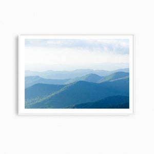 Blue Ridge Mountains print, large statement art print. North Carolina mountains photography print. Asheville NC Blue Ridge Parkway wall art