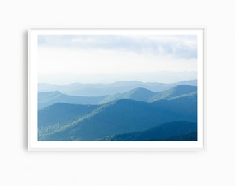 Blue Ridge Mountains print, large statement art print. North Carolina mountains photography print. Asheville NC Blue Ridge Parkway wall art