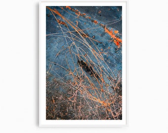 Industrial Rust Photography Print: Dark Blue Abstract Wall Art