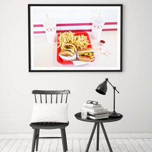 Kitchen wall decor, In-N-Out Burger art print, burgers and fries, cheeseburger fast food art, In N Out Burger photography print, Americana image 3