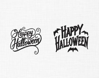 Happy Halloween Embroidery Designs: Gothic & Script Lettering (Digital Download)
