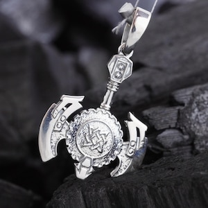 Sterling Silver Perun Pendant: Slavic Viking Amulet Necklace