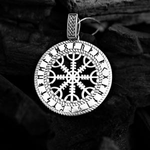 Sterling Silver Helm of Awe Pendant: Viking Protection Amulet