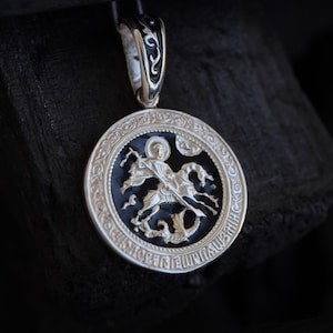 Pendentif Saint George en argent sterling : Médaille orthodoxe en émail