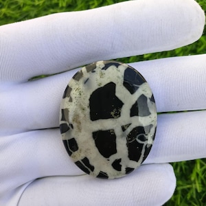 100% Natural Septarian Cabochon Stone Oval Shape Black and white Colour Semi precious Gemstone Panded Making for Hand Polished Stone.